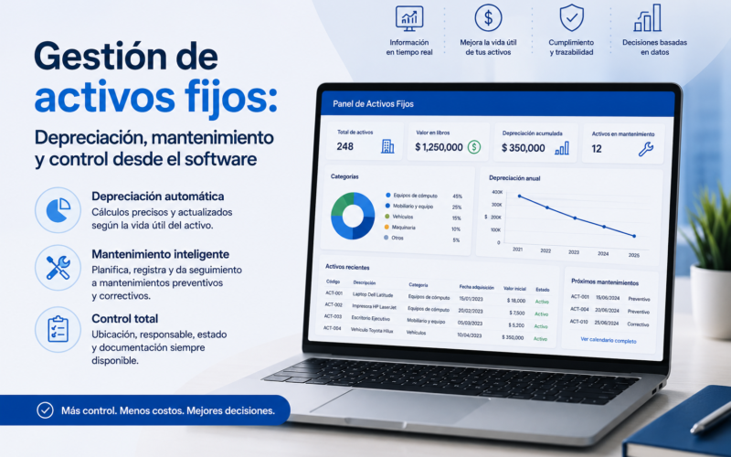 Gestión de activos fijos: Depreciación, mantenimiento y control desde el software