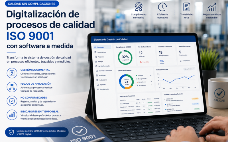 Digitalización de procesos de calidad ISO 9001 con software a medida