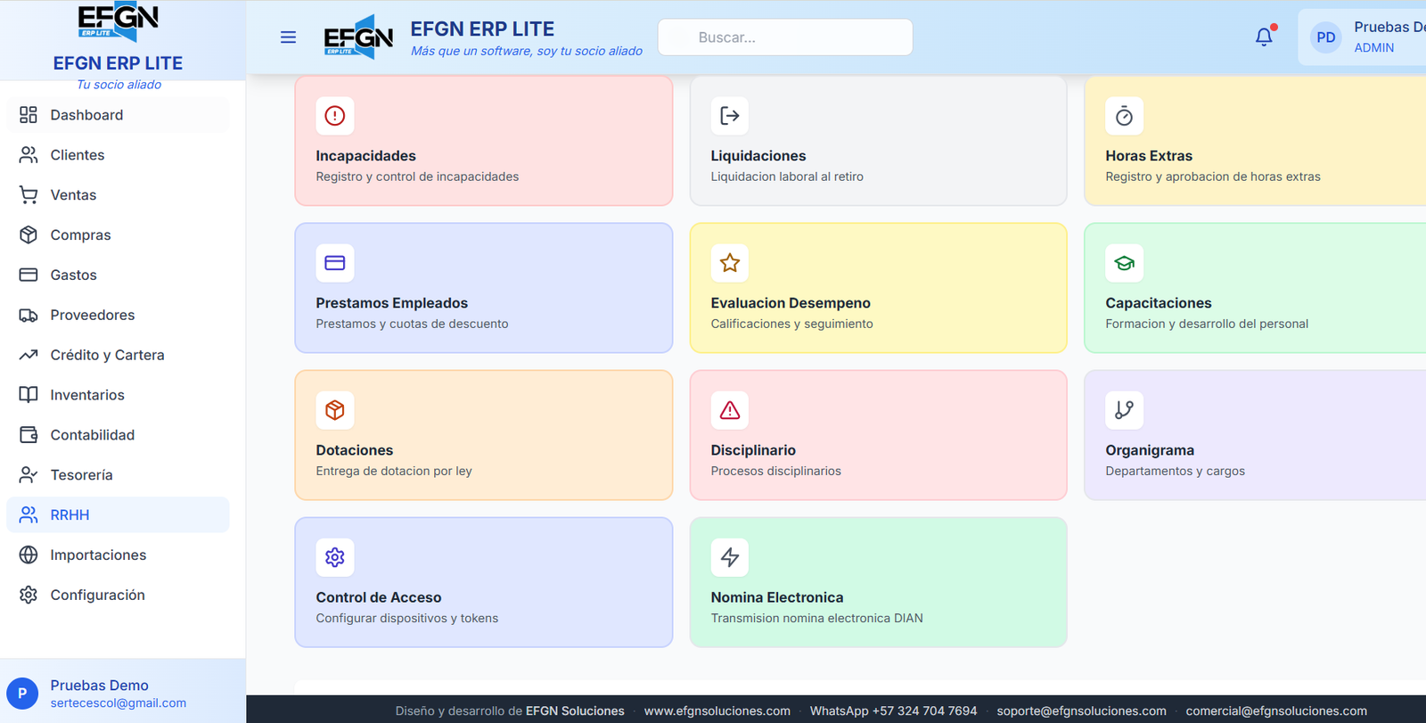 Módulo RRHH EFGN ERP LITE
