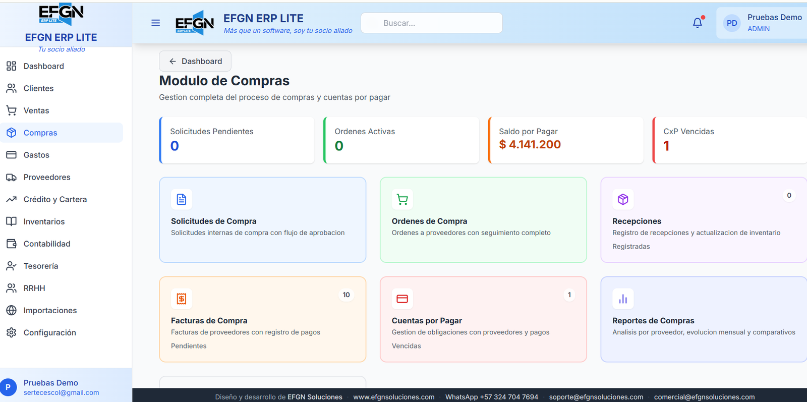 Módulo de Cartera EFGN ERP LITE