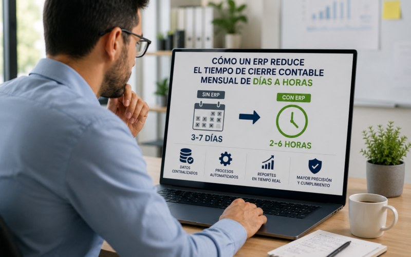 Cómo un ERP reduce el tiempo de cierre contable mensual de días a horas